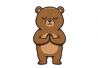 Obraz premium Cartoon bear meditating illustration on white background