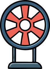 A 3D render shows an isolated, round, metal fan as part of an air conditioning unit, an auto object for cool transportation