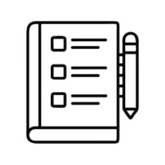 Checklist notepad vector icon for task management and organization with pencil for notes taking