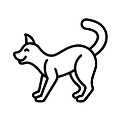 Outline drawing of a cute cat standing with tail up vector illustration pet animal design feline