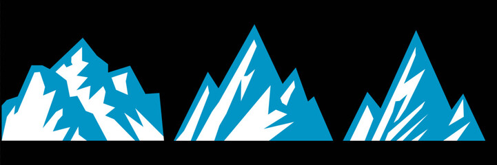 Vector set mountains icons outline vector. Mountain pick icon set collection vector design. Minimalist mountain silhouette vector set for graphic design projects. Mountain silhouette design 