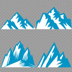 Vector set mountains icons outline vector. Mountain pick icon set collection vector design. Minimalist mountain silhouette vector set for graphic design projects. Mountain silhouette design 