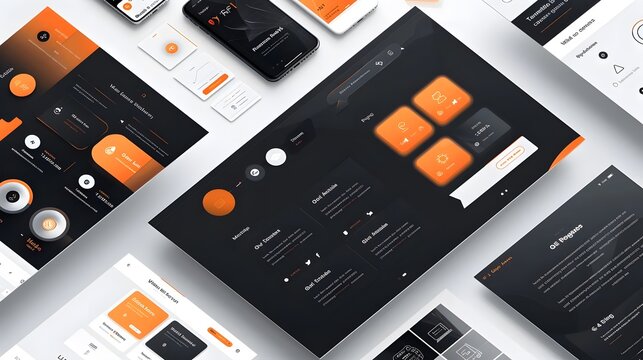Design Mobile Interfaces: A Comprehensive Guide to UI/UX Design for Mobile Apps, Websites, and Web Applications using Dark Mode, Orange Accents, and Modern Design Principles,Advanced User Experiences.