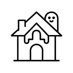 Halloween haunted house vector icon illustration spooky ghost house outline design graphic element