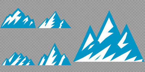 Vector set mountains icons outline vector. Mountain pick icon set collection vector design. Minimalist mountain silhouette vector set for graphic design projects. Mountain silhouette design 