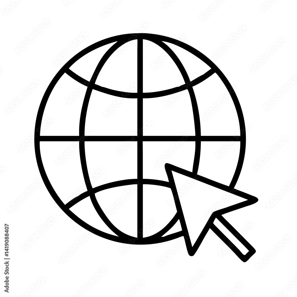 Poster Globe with cursor icon vector illustration for website internet network connection design element