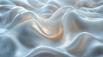Abstract White Fluid Wave Surface with Smooth Glossy Reflection