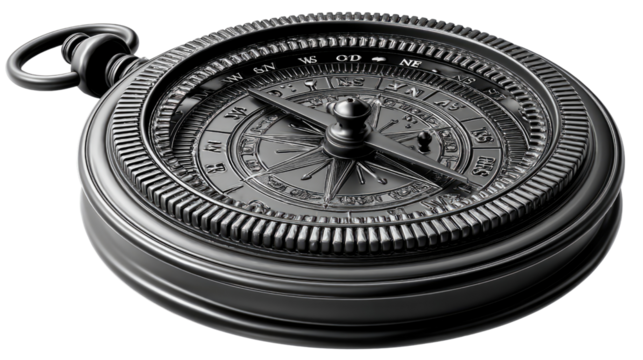 Compass navigating the future: An antique compass, a classic tool of exploration and guidance, rests in the center of the frame, emphasizing direction and exploration.