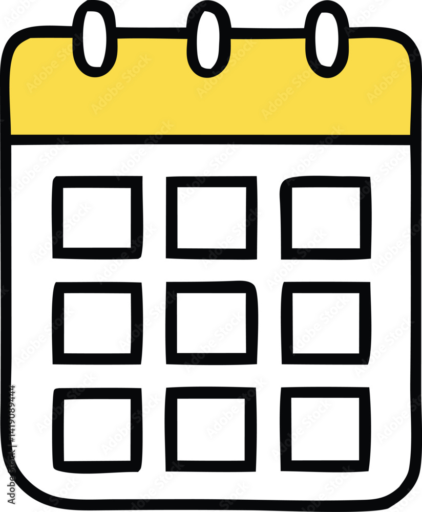 Poster a shiny orange square button displays a set of vector calendar icons for web design