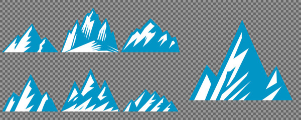 Vector set mountains icons outline vector. Mountain pick icon set collection vector design. Minimalist mountain silhouette vector set for graphic design projects. Mountain silhouette design 