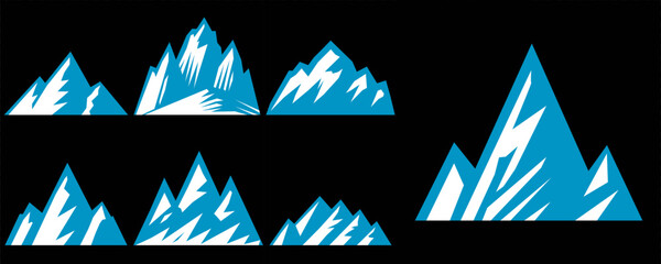 Vector set mountains icons outline vector. Mountain pick icon set collection vector design. Minimalist mountain silhouette vector set for graphic design projects. Mountain silhouette design 