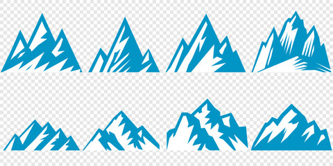 Vector set mountains icons outline vector. Mountain pick icon set collection vector design. Minimalist mountain silhouette vector set for graphic design projects. Mountain silhouette design 