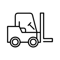 Forklift truck vector icon illustration, material handling equipment for warehouse logistics and industry