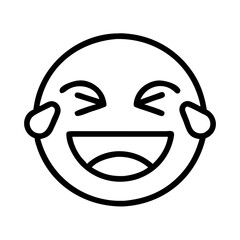 Laughing crying emoji vector illustration, funny face expression, tears of joy, happy face icon