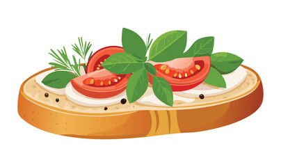 Slice Bread Cheese and Tomato - Vector Illustration