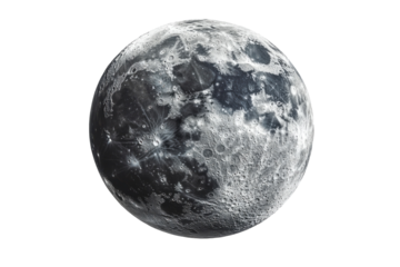 Detailed lunar surface craters moon high resolution grayscale image space exploration cosmic on transparent background