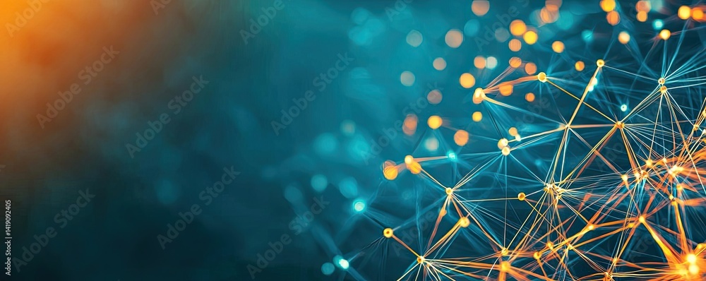 Poster lights of glowing fiber optic cables with soft focusing concept. abstract digital connection with gl