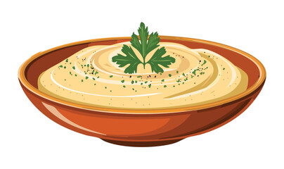 Bowl of Fresh Cream Soup - Vector Illustration