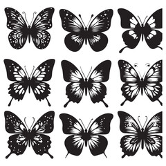 Butterfly Silhouette Vector Collection &ndash; Elegant Black Insect Icons for Nature, Spring, and Decorative Designs