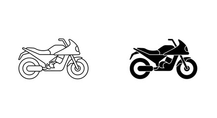Fototapeta premium Two distinct sport motorcycle vector icons one outlined and one solid black illustration 