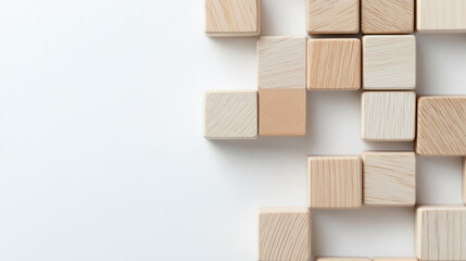 Obraz premium Square wooden block on white background.