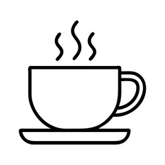 Hot coffee cup vector icon illustration, coffee shop, cafe, drink, beverage, morning, line art