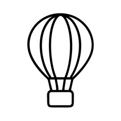 Hot air balloon vector illustration, outline drawing of travel adventure transportation, isolated icon