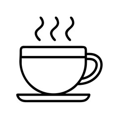 Vector graphic of hot coffee cup with steam icon illustration for cafe menu design element
