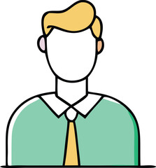 A cartoon illustration depicts a businessman character, a person in a suit with a suitcase, standing as a vector icon