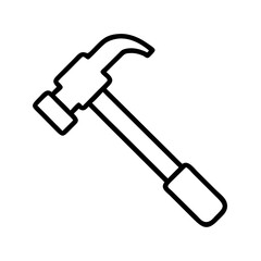 Outline claw hammer tool vector icon for construction carpentry and home improvement projects