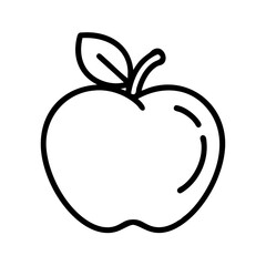 Apple outline vector icon illustration, simple apple drawing for education and design projects