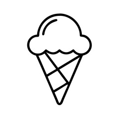 Ice cream cone vector drawing illustration summer dessert sweet treat line art graphic design element