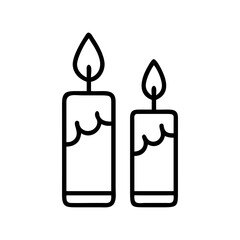 Two candles burning bright vector illustration for holiday decoration and celebration design element