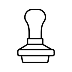 Isolated tamper tool for coffee shop espresso preparation vector line art illustration design