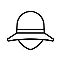 Find a stylish sun hat vector icon for summer fashion and outdoor activities accessory design
