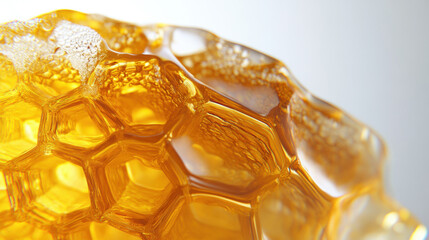 golden yellow honeycomb on white background.