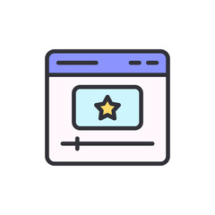 Online brand ambassador colored icons, minimalist vector illustration ,simple transparent graphic element .Isolated on white background