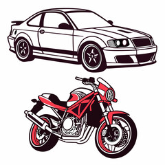 Obraz premium High-quality vector graphic design of a car or motorcycle with a clean white background