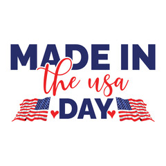 Made In The USA Day, Set of four badges with the american flag, Flat design made in usa logo template, American labels collection.
