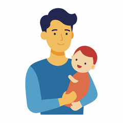 Father Holding Baby Vector Illustration – AI Graphic Design File 