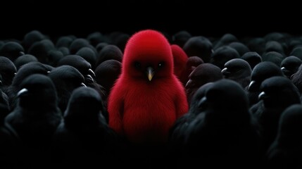 Obraz premium Red Bird Among Many