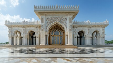 Obraz premium Elegant mosque facade, detailed carvings and arches