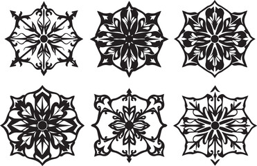 A set of elements, symbols, ornaments, mandalas. Hand drawn vector illustration	