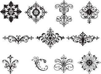 A set of elements, symbols, ornaments, mandalas. Hand drawn vector illustration	