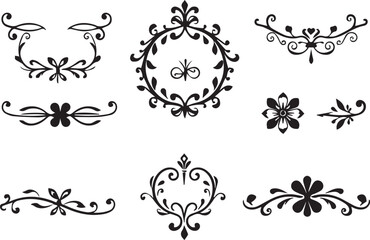 A set of elements, symbols, ornaments, mandalas. Hand drawn vector illustration	