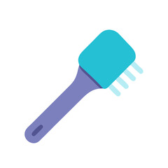 Stylish Blue Hairbrush Icon on a Black Background
