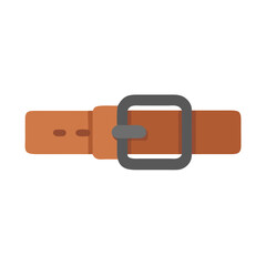 Brown leather belt with gray buckle on black background