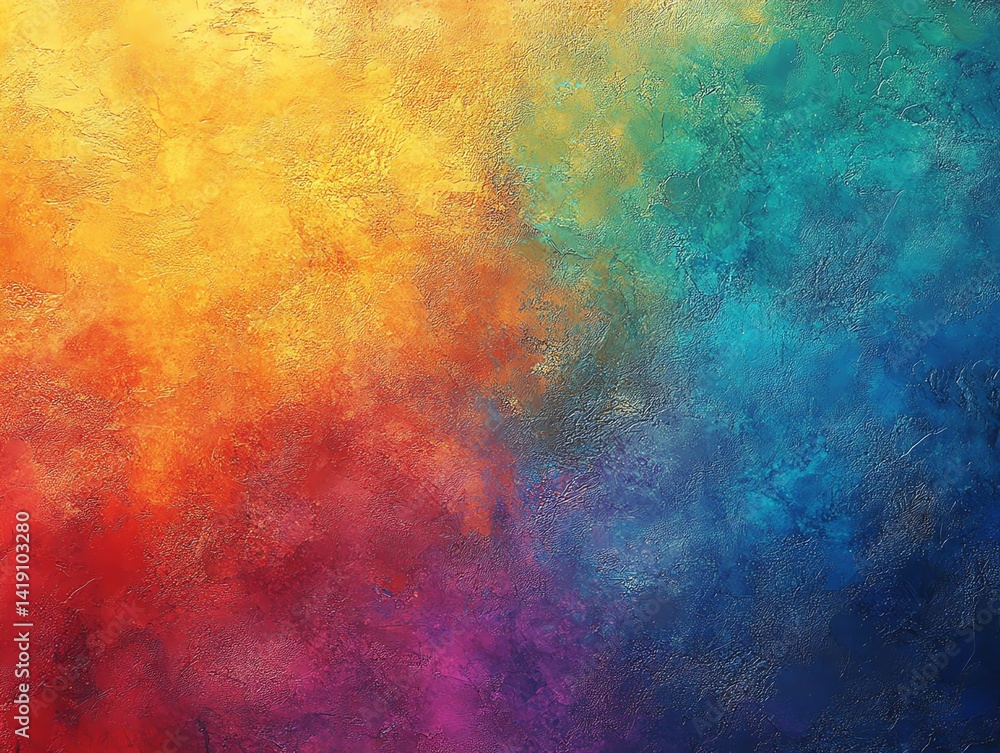 Poster a textured abstract painting with a rainbow of colors creates a dynamic and energetic mood perfect f