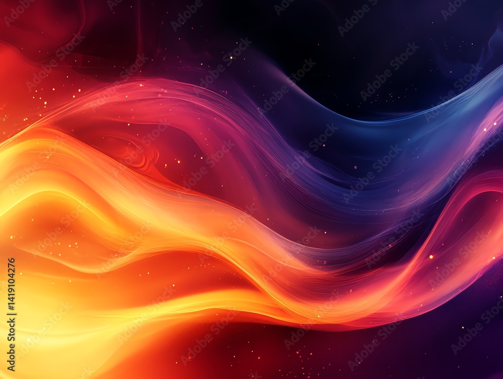 Aufkleber vibrant orange and blue waves flow dynamically creating an abstract design perfect for backgrounds o