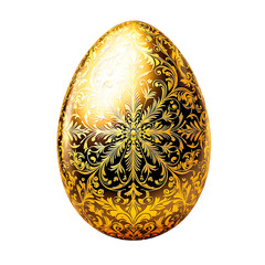 Golden a easter egg,Decorative Golden Easter Egg, holiday. Gold 3d isolated design element. 3d render,Symbol of success and wealth, prosperity and well-being